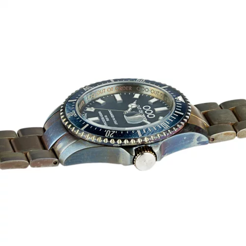 Strieborné pánske hodinky Out Of Order Watches s ocelovým pásikom Blue Casanova 44MM