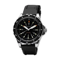 Męski srebrny zegarek Marathon Watches z gumowym paskiem Jumbo Diver's Quartz 46MM