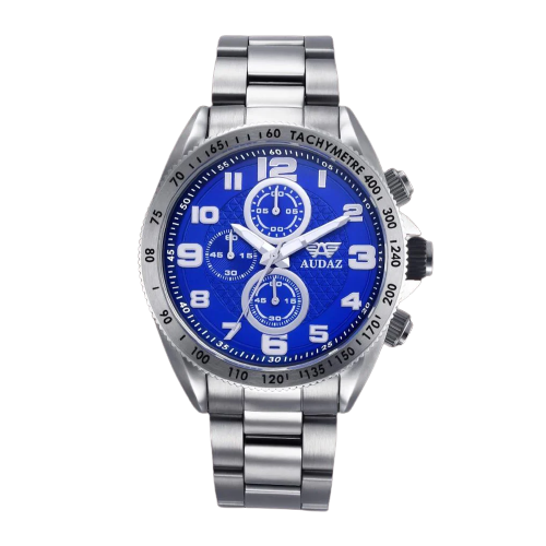 Miesten hopeinen Audaz Watches -kello teräshihnalla Sprinter ADZ-2025-02 - 45MM