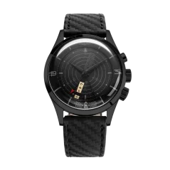 Černé pánské hodinky Vulcain s koženým páskem Nautical Heritage Full Black - Black Carbon Leather 42MM Automatic