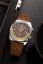 Men's silver Nivada Grenchen watch with leather strap Antarctic GMT - Tropical 32061A17 36MM Automatic