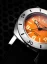 Men's silver Nivada Grenchen watch with leather strap Orange Depthmaster 14127A17 39MM Automatic