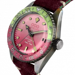 Strieborné pánske hodinky Out Of Order Watches s koženým pásikom Cosmopolitan GMT 40MM Automatic