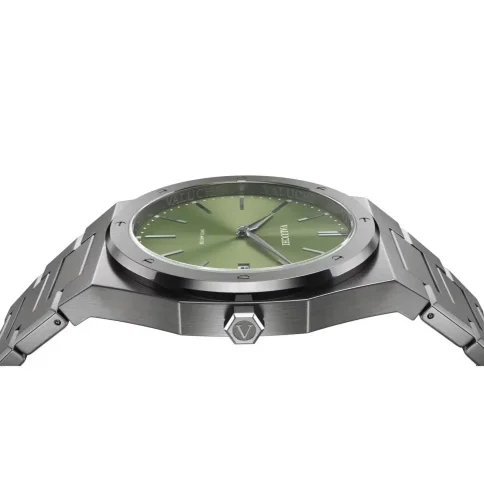 Relógio Valuchi Watches de prata para homem com pulseira de aço Date Master - Silver Green 40MM