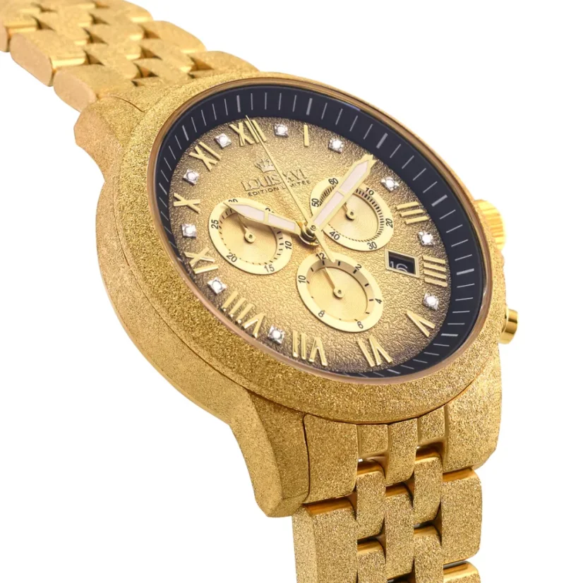 Men's gold Louis XVI watch with steel strap Frosted Aramis - Gold 43MM