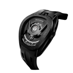 Čierne pánske hodinky Tsar Bomba Watch s gumovým pásikom TB8213 - All Black Automatic 44MM