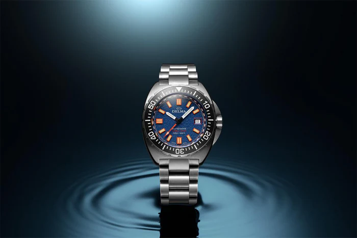 Muški srebrni sat Delma Watches s čeličnim pojasom Shell Star Titanium Silver / Blue 41MM Automatic