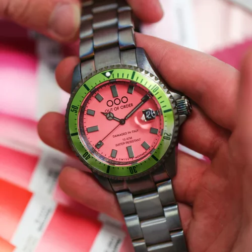 Relógio Out Of Order Watches prata para homens com pulseira de aço Casanova Anguria 44MM