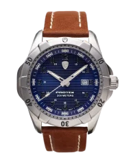 Men's silver ProTek Watch with leather strap Dive Series 2003 42MM