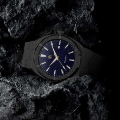 Męski czarny zegarek Rich Paul ze stalowym paskiem Frosted Star Dust - Black 45MM