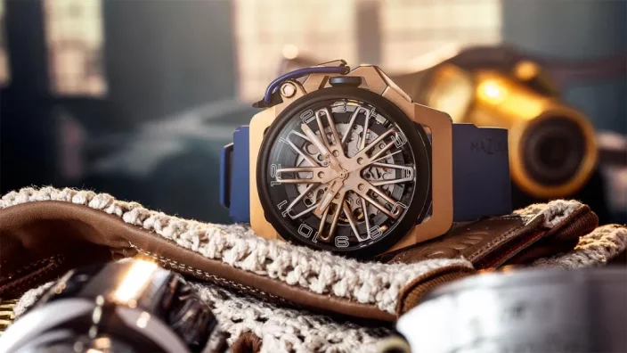 Čierne pánske hodinky Mazzucato s gumovým pásikom RIM Gt Black / Blue - 42MM Automatic