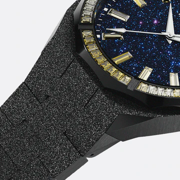 Czarny zegarek męski Paul Rich ze stalowym paskiem Bumblebee Frosted Star Dust - Black 45MM Limited edition