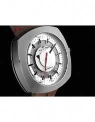 Strieborné pánske hodinky Mondia s koženým opaskom Prade - Silver / White 42MM Automatic
