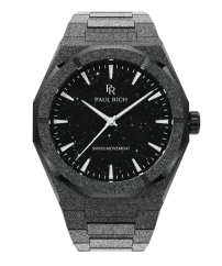 Men's black Paul Rich watch with steel strap Frosted Star Dust II - Void Black 43MM