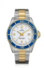 Montre Delma Watches pour homme de couleur argent avec bracelet en acier Santiago Silver / Gold White 43MM Automatic