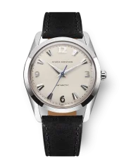 Reloj Nivada Grenchen plata para hombre con correa de cuero Antarctic 35004M17 35MM