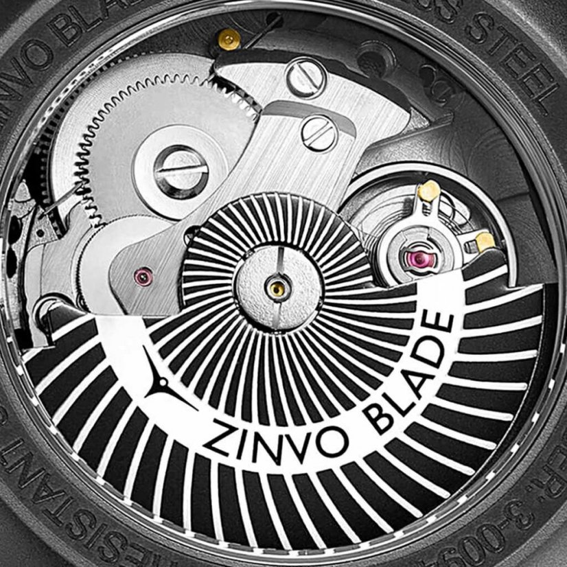 Men's black Zinvo Watches watch with genuine leather belt Blade Corsa - Black 44MM