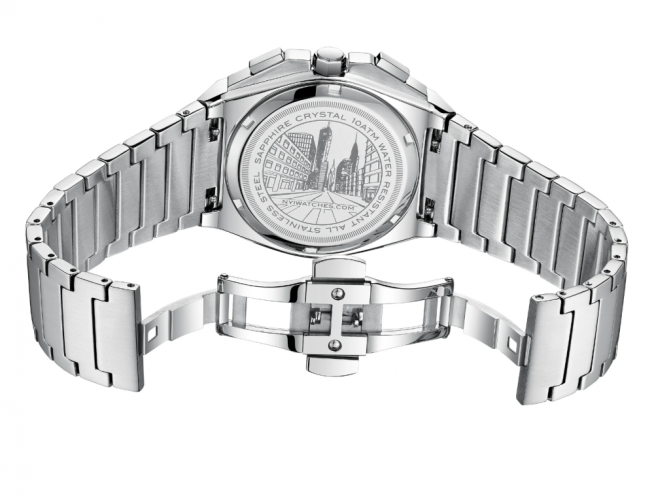 Zilverkleurig herenhorloge van NYI Watches met stalen band Lenox - Silver 41MM