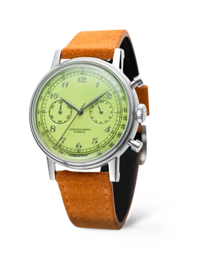 Strieborné pánske hodinky Undone Watches s koženým pásikom Vintage Pistachio Crisp 40MM
