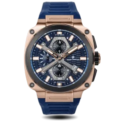 Černé pánské hodinky Ralph Christian s gumovým páskem The Titan Chrono Admiral Blue 45,5MM
