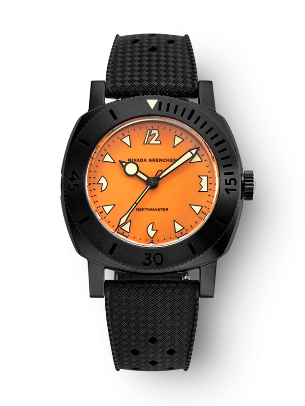 Men's black Nivada Grenchen watch with rubber strap Depthmaster