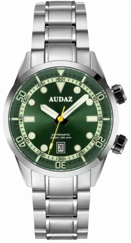 Męski srebrny zegarek Audaz Watches ze stalowym paskiem Seafarer ADZ-3030-03 - Automatic 42MM