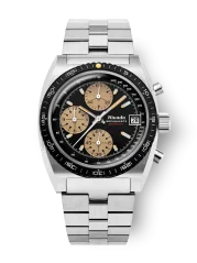 Men's silver Nivada Grenchen watch with steel strap Chronosport Mecaquartz 77001Q45 38MM