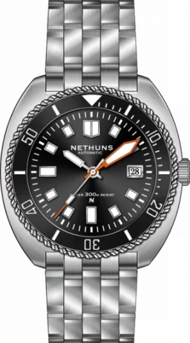 Stříbrné pánské hodinky Nethuns s ocelovým páskem Aqua II SS541 - Silver Automatic 44MM