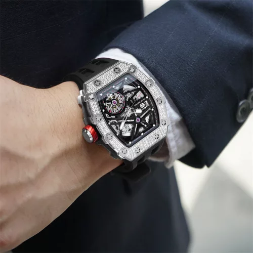 Strieborné pánske hodinky Tsar Bomba Watch s gumovým pásikom TB8209D - Silver / Black Automatic 43,5MM