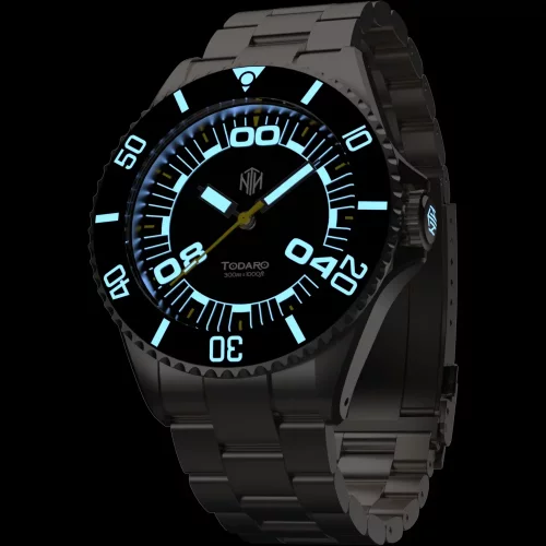 Strieborné pánske hodinky NTH Watches s oceľovým pásikom Todaro No Date - Automatic 40MM