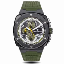 Černé pánské hodinky Ralph Christian s gumovým páskem The Entourage Chrono - Combat Green 45MM
