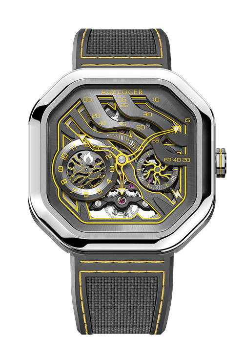 Men's silver Agelocer Watch with rubber strap Volcano Series