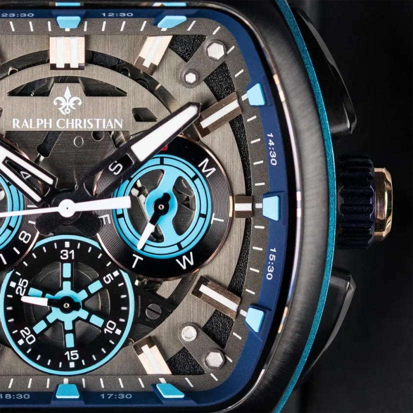 Černé pánské hodinky Ralph Christian s gumovým páskem The Vector Sport - Atlantic Pulse 47MM