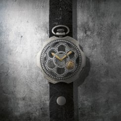 Stříbrné pánské hodinky Mondia s koženým páskem One Shot Dirty Silver ZIRCONIA 48MM