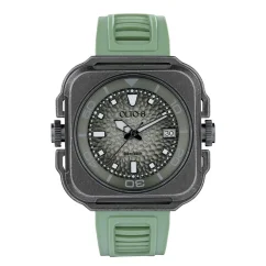 Zwart herenhorloge van OLTO-8 met rubberen band Coral Steward Diving Black / Green 45MM