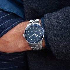 Reloj About Vintage plateado para hombre con correa de acero At´sea Steel / Blue 1926 39MM