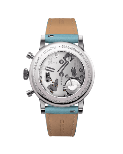 Men's silver Undone Watch with leather strap Urban Stellar Tiff Blue 40MM