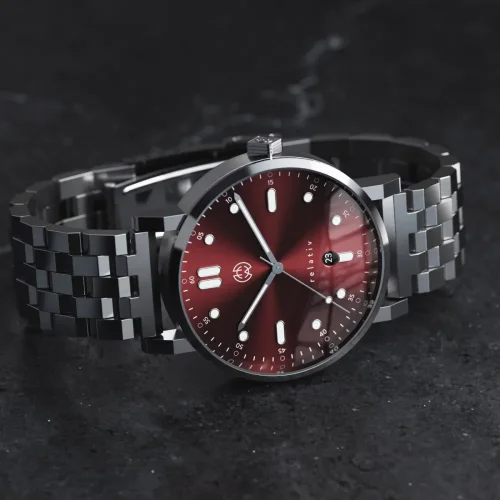 Montre Henryarcher Watches pour homme de couleur argent avec bracelet en acier Relativ - Karmin Harbor Grey 41MM