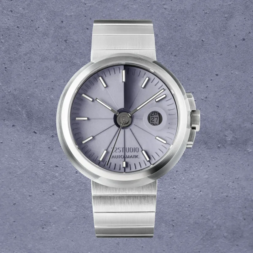 Herrenuhr aus Silber 22Designstudio Watches mit Stahlband Concrete Sport 45MM Automati