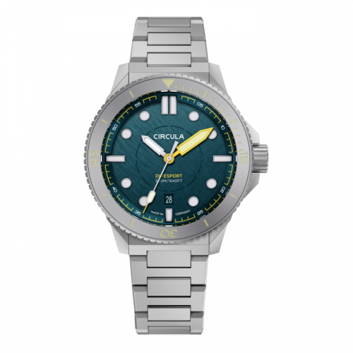 Strieborné pánske hodinky Circula Watches s ocelovým pásikom DiveSport Titan - Petrol / Hardened Titanium 42MM Automatic