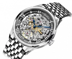 Strieborné pánske hodinky Agelocer Watches s ocelovým pásikom Bosch Series Steel Silver 40MM Automatic