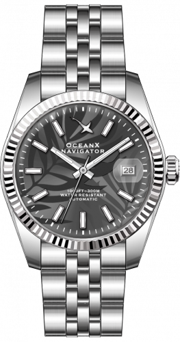 Ocean X hopea miesten kello teräsrannekkeella NAVIGATOR NVS321 - Silver Automatic 39MM