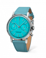 Zilverkleurig herenhorloge van Undone Watches met leren riem Urban Stellar Tiff Blue 40MM