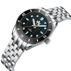 Relógio Phoibos Watches de prata para homem com pulseira de aço Wave Master 200M - PY053CN No Date Automatic 39.5MM