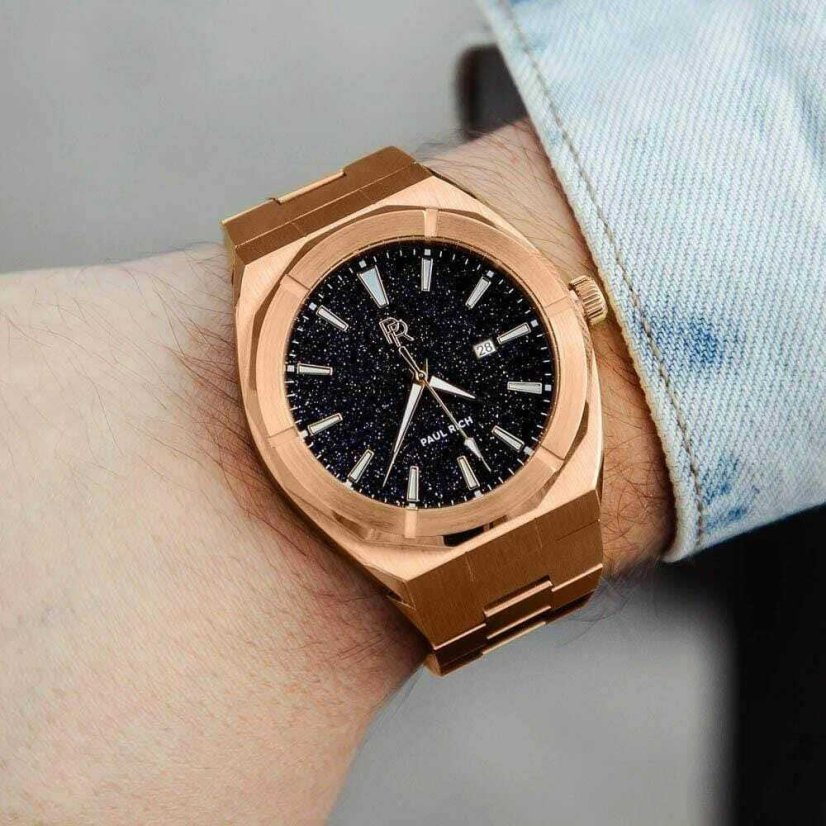 Men's Rose Gold Paul Rich Signature watch with steel strap Star Dust - Rose Gold Automatic 45 MM