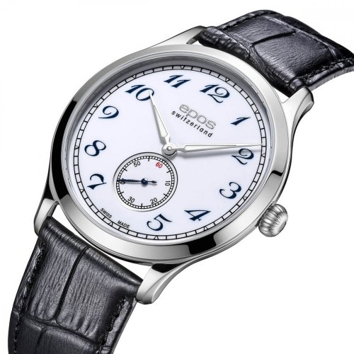 Srebrny męski zegarek Epos ze skórzanym paskiem Originale 3408.208.20.30.15 39MM Automatic