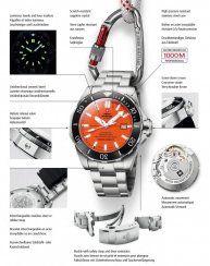 Strieborné pánske hodinky Swiss Military Hanowa s gumovým pásikom Dive 1.000M SMA34092.05 45MM Automatic