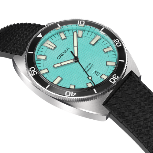 Orologio da uomo Circula Watches in colore argento con cinturino in caucciù AquaSport II Türkis - Blue 40MM Automatic