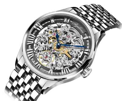 Męski srebrny zegarek Agelocer Watches z paskiem stalowym Bosch Series Steel Silver / Black 40MM Automatic