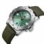 Zilverkleurig herenhorloge van Phoibos Watches met leren band Great Wall 300M - Green Automatic 42MM Limited Edition